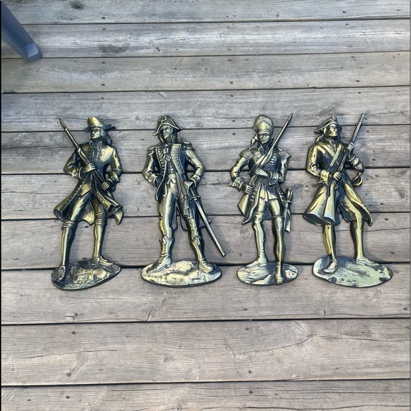 Huge Vintage American & French Revolutionary Soldiers 21” Cast Metal Set of 4 - Picture 1 of 7